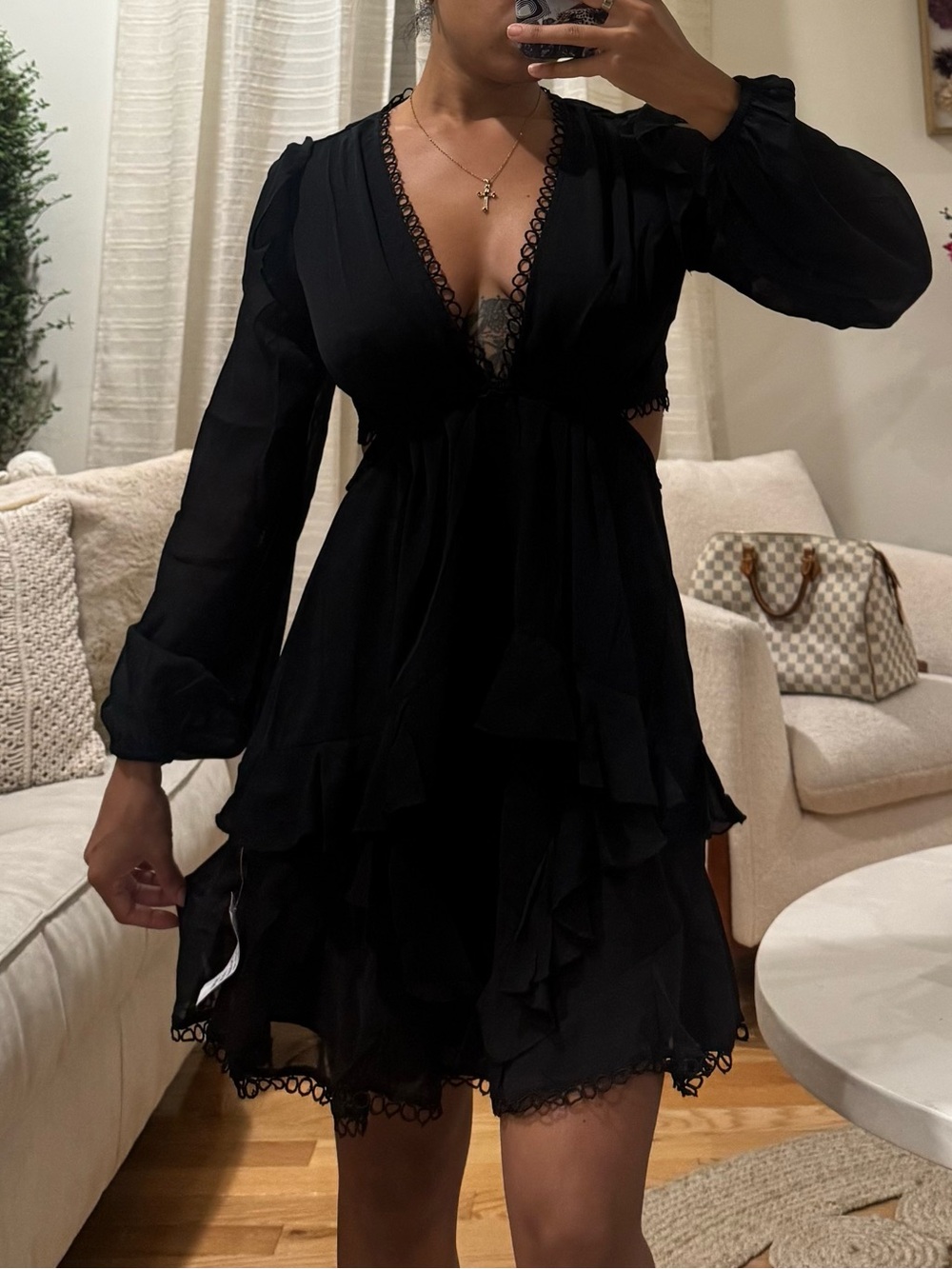 ASOS Mini Dress with Long Sleeve Circle Lined Trim Sz. 4 NWT